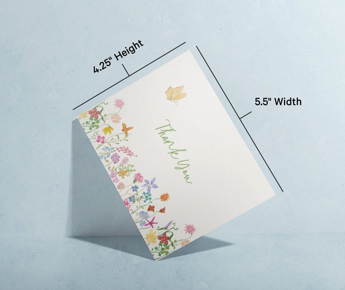 Whimsical Florals Thank You Greeting Cards, set of 12 with envelopes, Twigs Paper - view 6